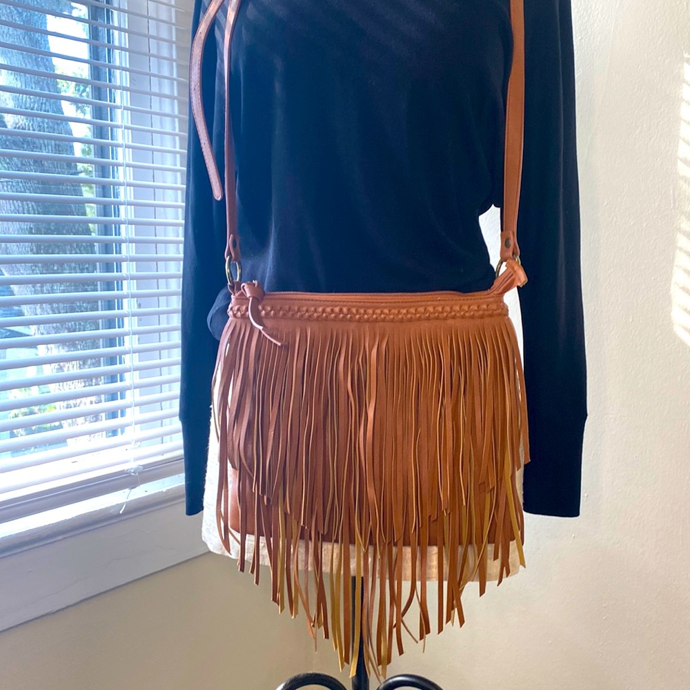NORDSTROM BP. Cognac Fringe Crossbody Bag